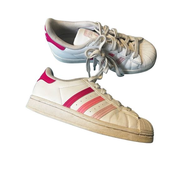 Adidas Superstar J Big Kids' Shoes Cloud White/Clear Pink/Bliss Pink kids size 4 - Picture 7 of 11